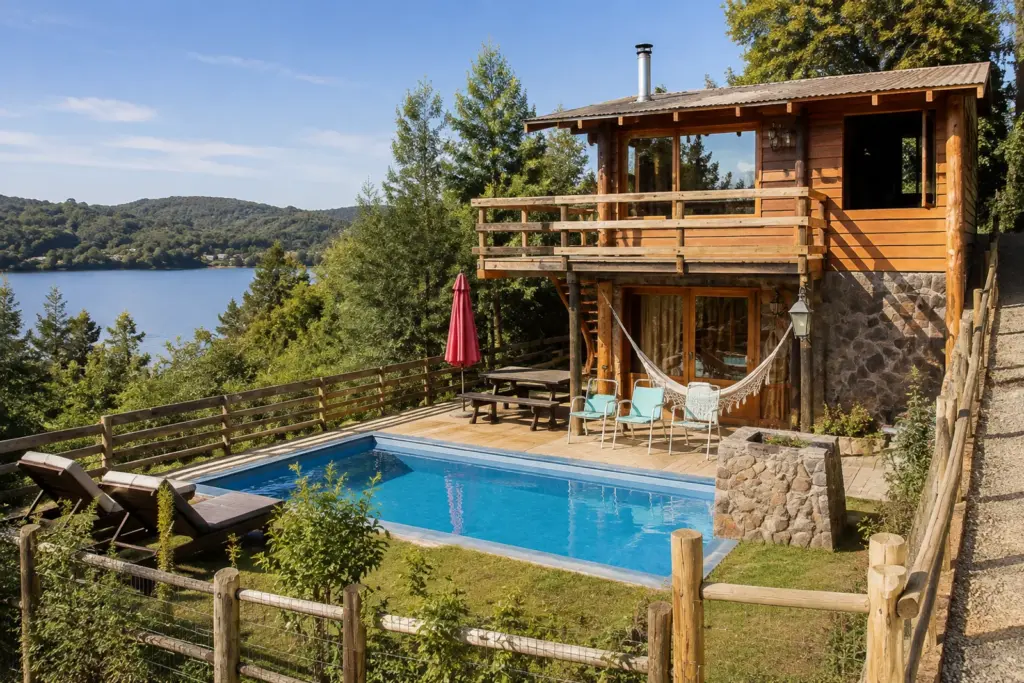 Casa Embrujo en Vichuquén con piscina y vista al lago